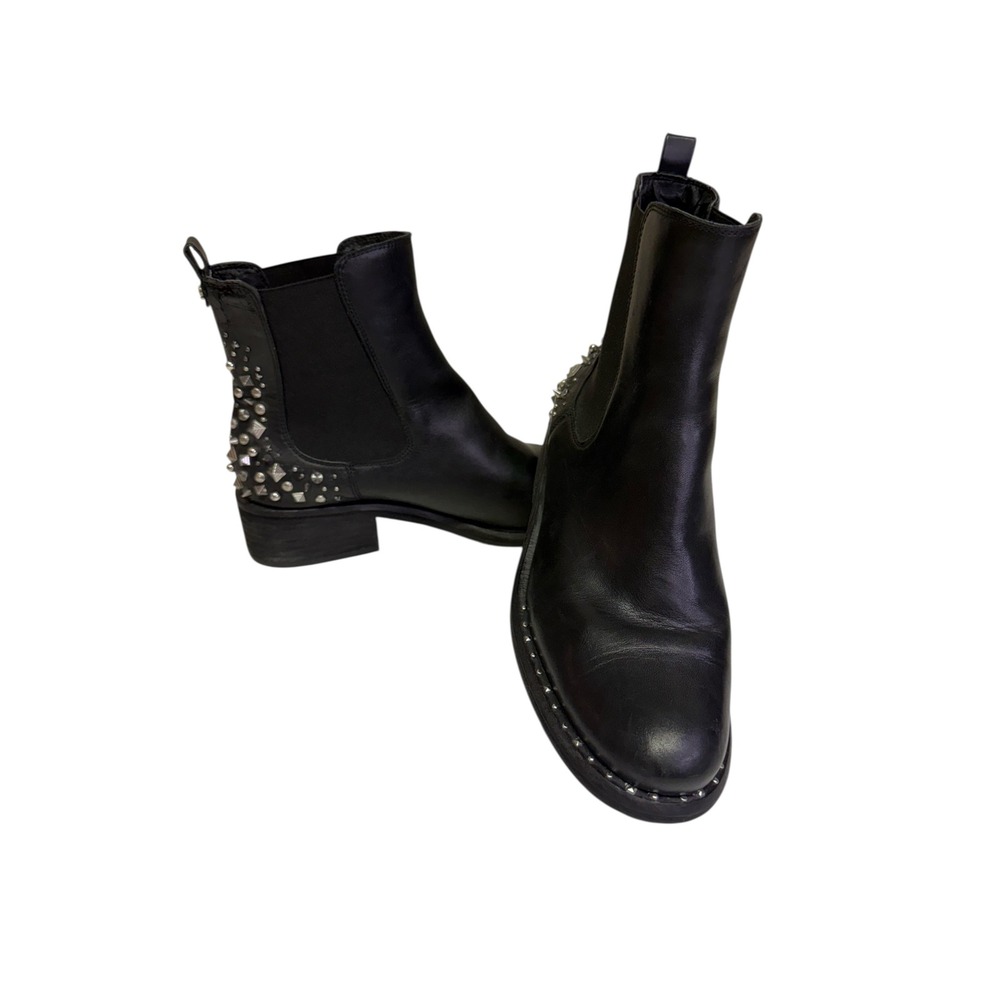 Sam Edelman Studded Chelsea Boots Women 7.5 Black Spiked Rocker Moto Goth Edgy